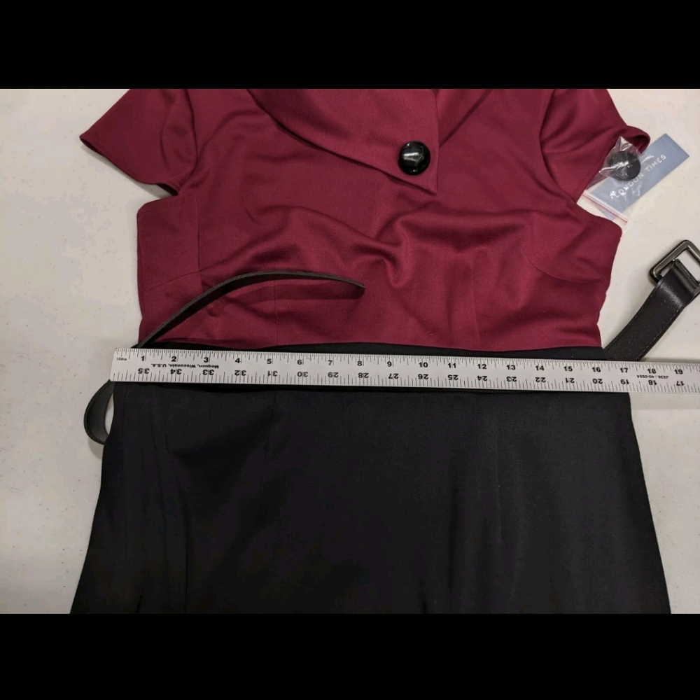 NWT London Times Collared Sheath Dress 15 Color Block Burgundy Corpcore Elegant - Picture 12 of 13